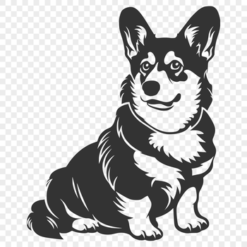 A full-body illustration of a sitting corgi dog.