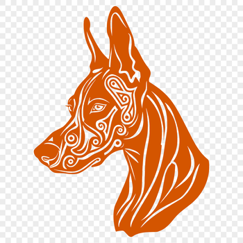 A high-quality vector illustration of a Doberman Pinscher's head, suitable for various design applications.