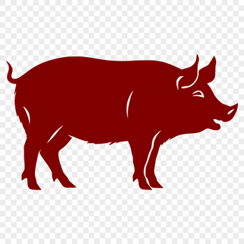 A standing full-body illustration of a farm animal, depicted as a pig.