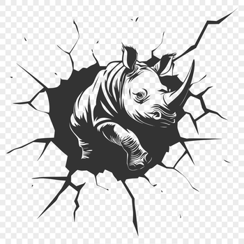 A detailed illustration of a rhino, suitable for vector design projects.