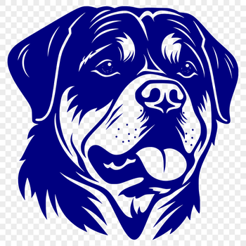 A vector illustration of a Rottweiler's head from the side view.