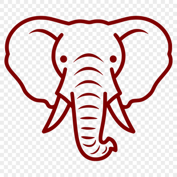 A simple line drawing of an elephant's head, suitable for clip art and vector design.