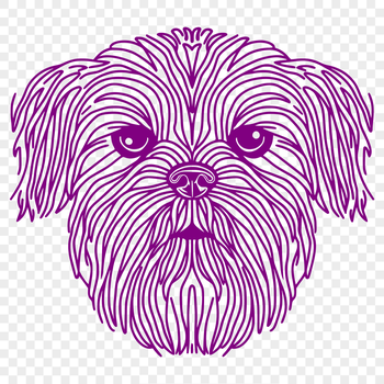 A cartoon illustration of a small dog with a flat face and long fur, resembling the Shih Tzu breed.