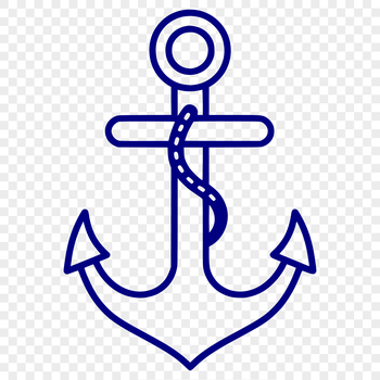 Simple line drawing of a classic nautical anchor.