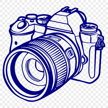 A high-quality digital camera graphic with clean lines and minimalist design, ideal for vector art projects.