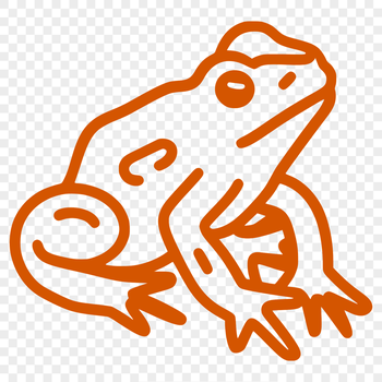 A simple line drawing of a full-bodied amphibian frog toad in vector format.
