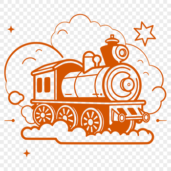 A detailed illustration of a train vehicle with stylized graphics.