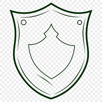 A vector illustration of a shield used as a graphic design element for various applications.