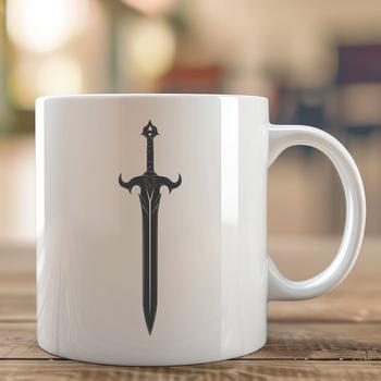 A high-resolution vector design of a single-edged blade with ornate hilt.