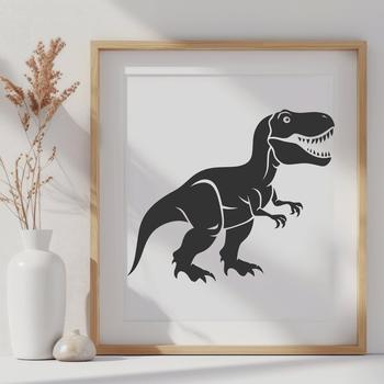 Illustrative full-body depiction of a Tyrannosaurus Rex, a prehistoric dinosaur.