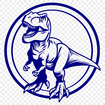 Illustrative full-body depiction of a Tyrannosaurus Rex in prehistoric landscape.