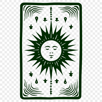 Illustrated witchcraft theme featuring mystical symbols and elements.