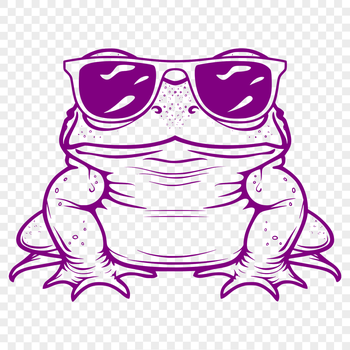 A green toad character wearing trendy sunglasses on its head.