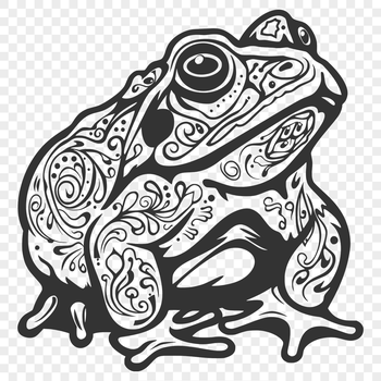 A detailed, ornate illustration of a toad in full body view.