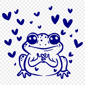A cartoon toad with love hearts, depicted in full body, suitable for vector art and design.
