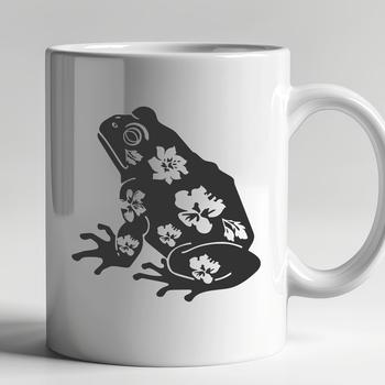 A detailed vector illustration of a full-body toad surrounded by flowers.