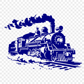 A stylized illustration of a vintage-style train with intricate details, suitable for vector design projects.