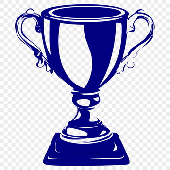 A three-dimensional trophy with a gold finish and ornate details, suitable for design projects requiring vector art.