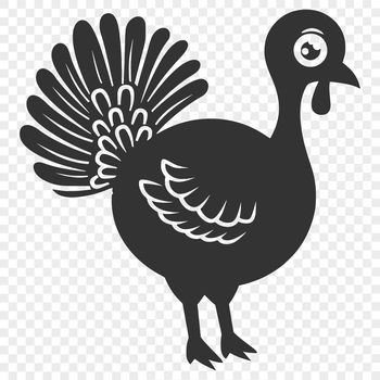 A detailed illustration of a turkey in full body form, suitable for farm-themed designs.