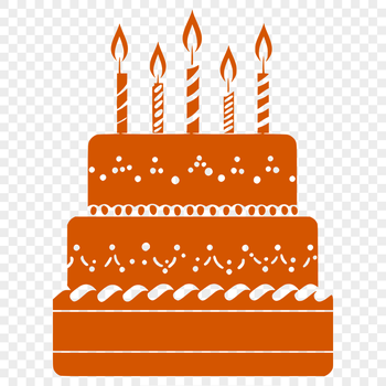 A vector design of a birthday cake suitable for digital cutting machines and crafting projects.
