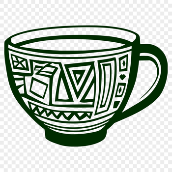 A simple cup design made from bold lines and geometric shapes, suitable for use in various graphic designs and DIY projects.