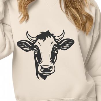 An isolated vector graphic of a cow's head in outline form suitable for design.