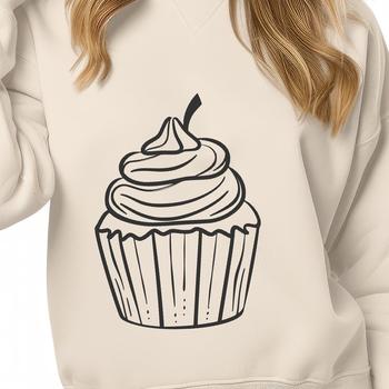 A simple illustration of a cupcake with frosting and sprinkles, suitable for digital design projects.