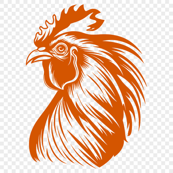 A vector illustration of a domesticated fowl's head, suitable for use in graphic design projects.