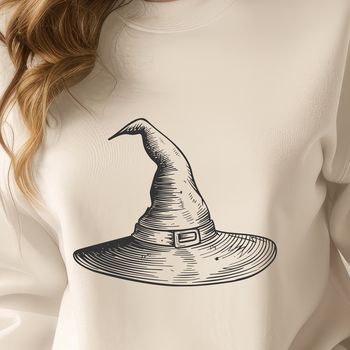 A traditional witch's hat is illustrated in this vector design, perfect for Halloween decorations or gothic-inspired art.