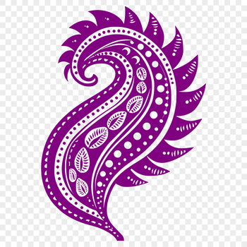 A stylized ornate shape, featuring interconnected teardrop motifs commonly found in paisley designs.