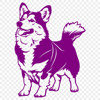 A full-body illustration of a standing Welsh Corgi, suitable for digital design and crafting projects.