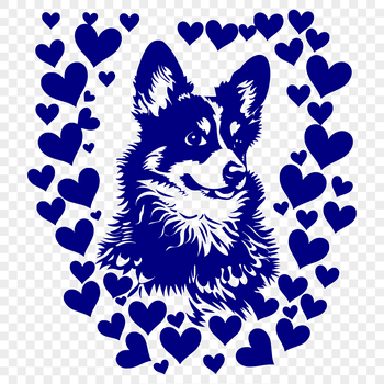 A vector illustration of a smiling Welsh Corgi's head, suitable for digital design projects.