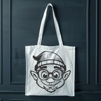 A small, mischievous Christmas elf with a pointed hat and glasses, perfect for holiday designs.
