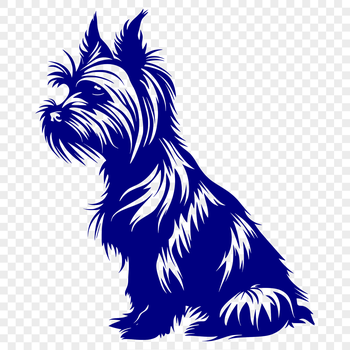 Close-up of a seated Yorkshire Terrier dog breed in full body view, suitable for vector art and commercial use.