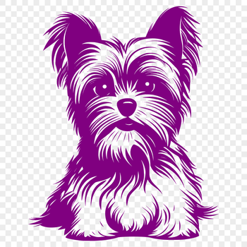 A full-body illustration of a seated Yorkshire terrier dog breed, suitable for personal or commercial use as vector art.