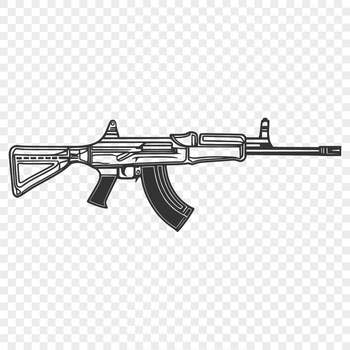 A high-resolution graphic representation of a rifle, suitable for digital cutting machines and vector design software.