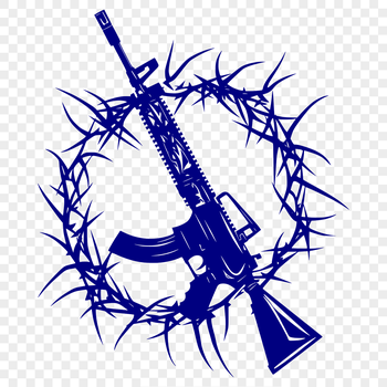 Illustration of a rifle with thorns, suitable for vector art design.