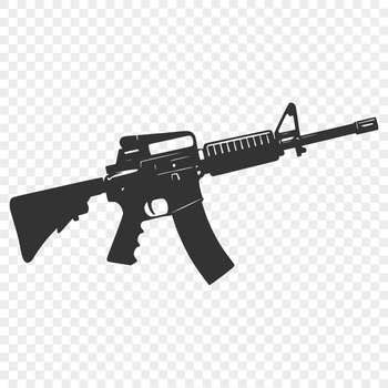 A detailed illustration of a rifle, suitable for vector graphics and cutting machine designs.