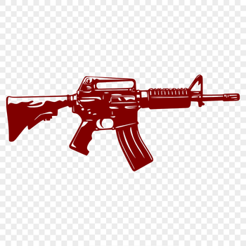 A detailed vector illustration of a rifle with precise lines and shapes.