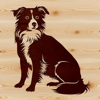 An illustration of a sitting Australian Shepherd dog, suitable for various uses such as clip art and vector design.