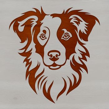 A high-quality digital image of a dog breed, specifically an Australian Shepherd, with detailed illustration.