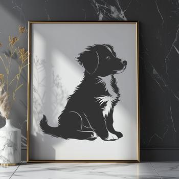 Cute Sitting Australian Shepherd DXF