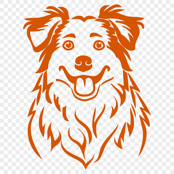 A portrait of a Australian Shepherd dog with a distinctive head shape, suitable for vector art designs.