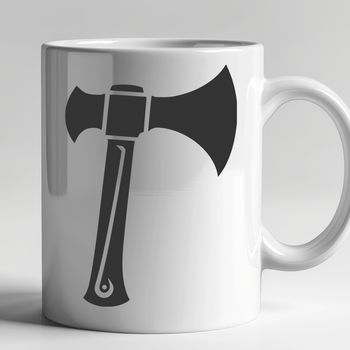 A simple illustration of a hand-held axe, ideal for vector art and cutting machine designs.