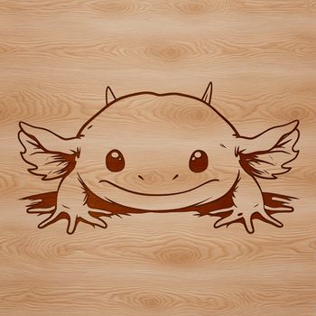A detailed illustration of a salamander's head, showcasing the distinctive features of the axolotl species.