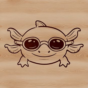 Axolotl portrait in a vector design style, featuring the amphibian's distinctive features with added accessories.