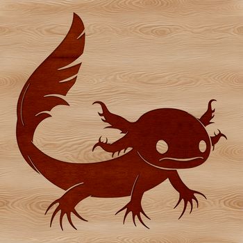 An axolotl, a type of aquatic salamander, depicted in a detailed vector design format.