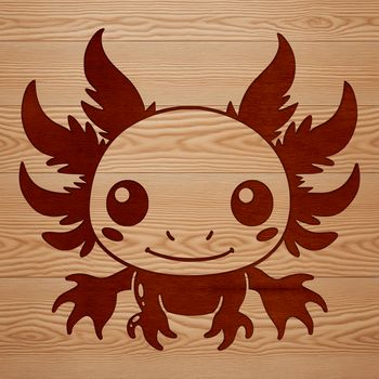 A detailed illustration of the head and face of a salamander species known as an axolotl.