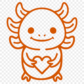 A simple line drawing of a full-body axolotl animal.