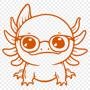 An axolotl wearing glasses in full-body view, suitable for vector art designs.
